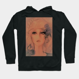 PEACH HAZY 70S GIRL WITH TURBAN DECO POSTER ART PRINT Hoodie